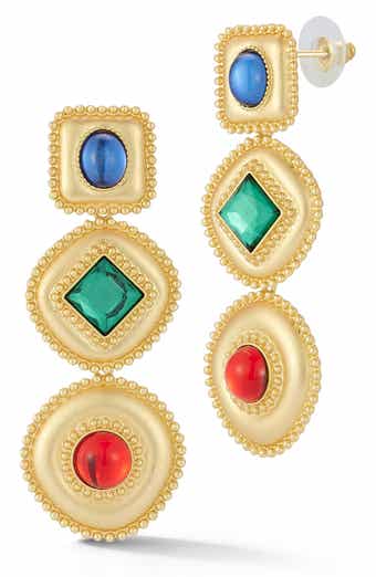 Mixed Stone Drop Earrings