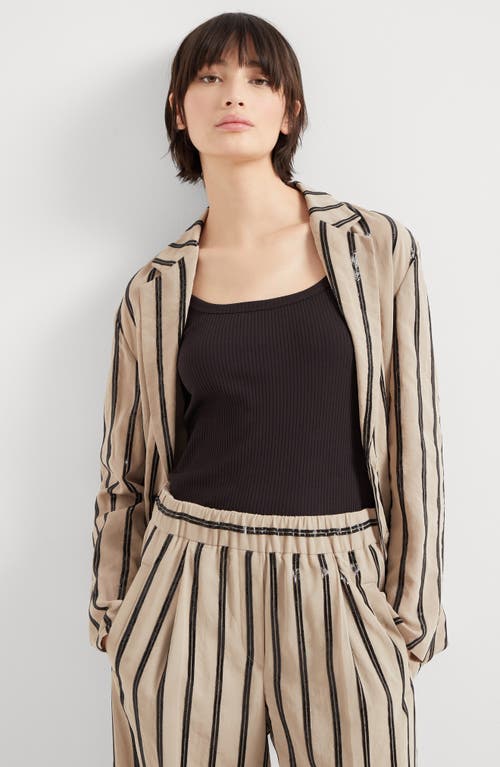 Brunello Cucinelli Dazzling Embroidery Blazer In Coffee