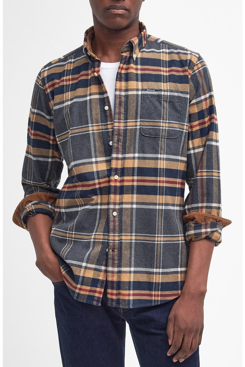 Ronan Tailored Fit Check Button-Down Shirt, Main, color, GREY MARL