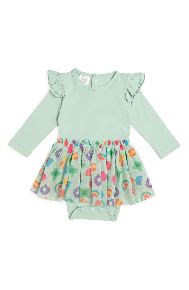 Sweet Wink Lucky Charm St. Patrick's Day Long Sleeve Tutu Bodysuit, Main, color, 