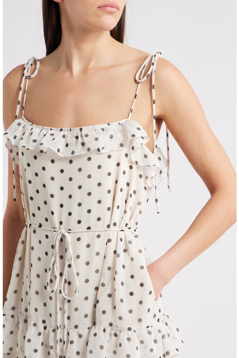 Polka Dot Tiered Maxi Dress, Alternate, color, WHITE/ BLAC