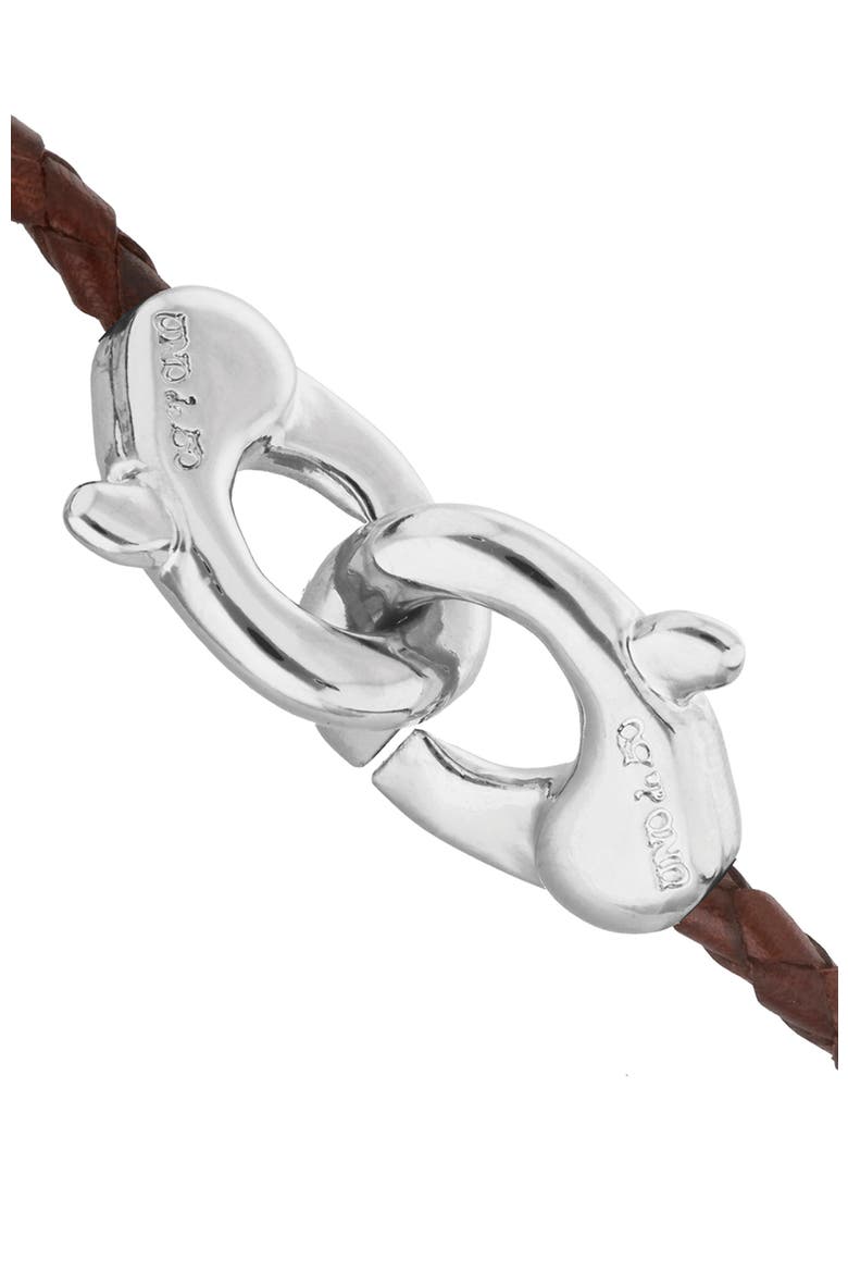 Brown Leather Strap with Interlocking Carabiner Detail, Alternate, color, Silver