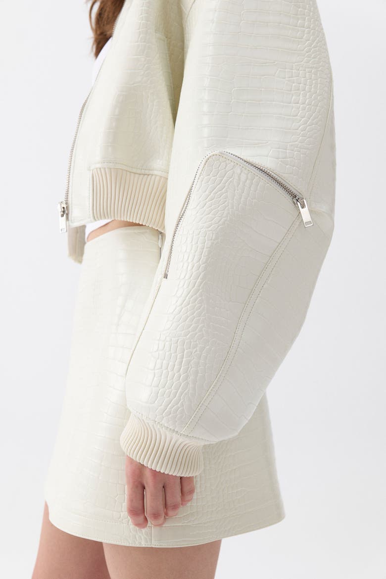 Faux Leather Mini Skirt, Alternate, color, Ivory