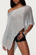 EDIKTED Azalia Metallic One-Shoulder Semisheer Poncho