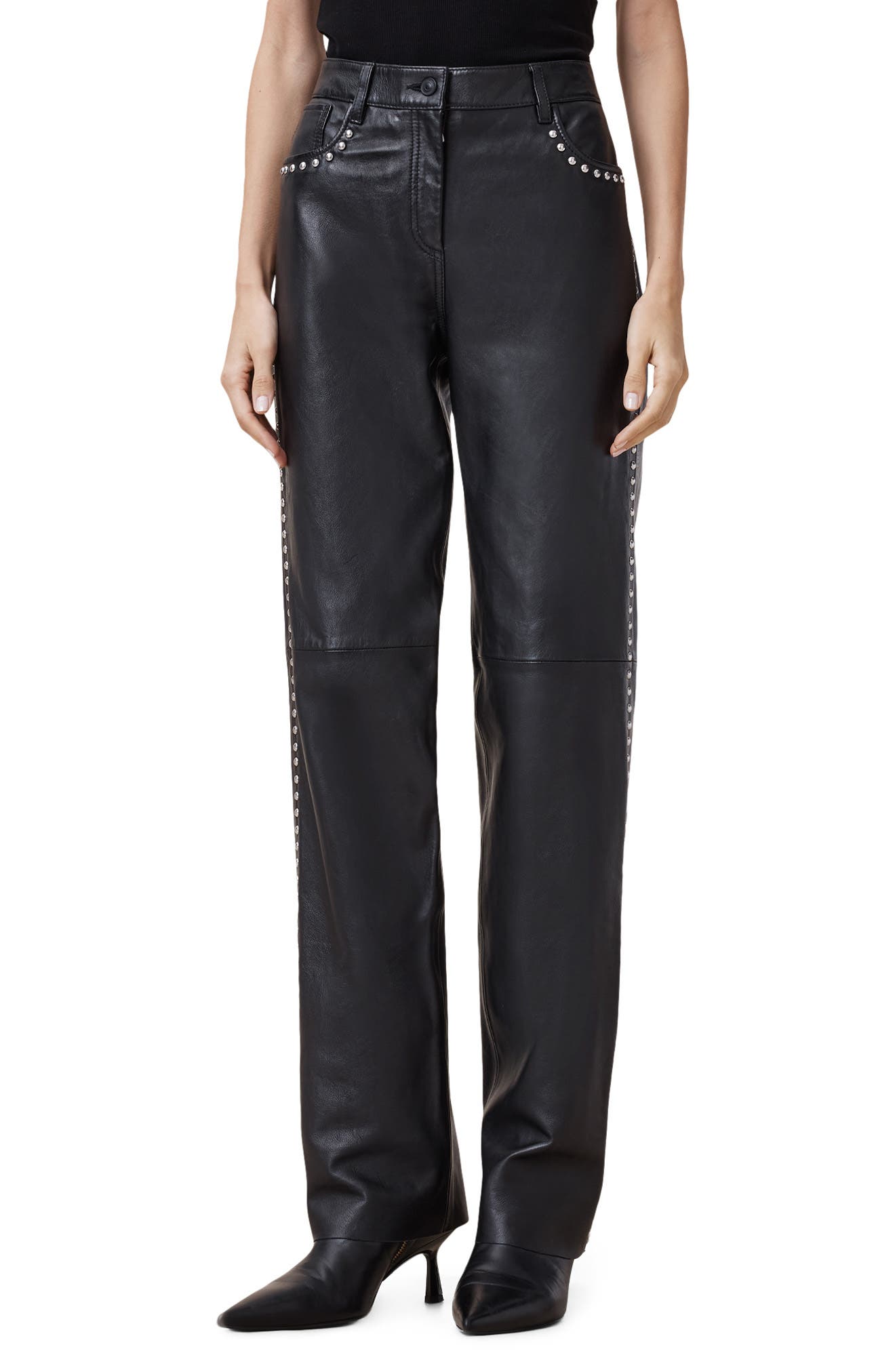 Saige Studded Leather Pants