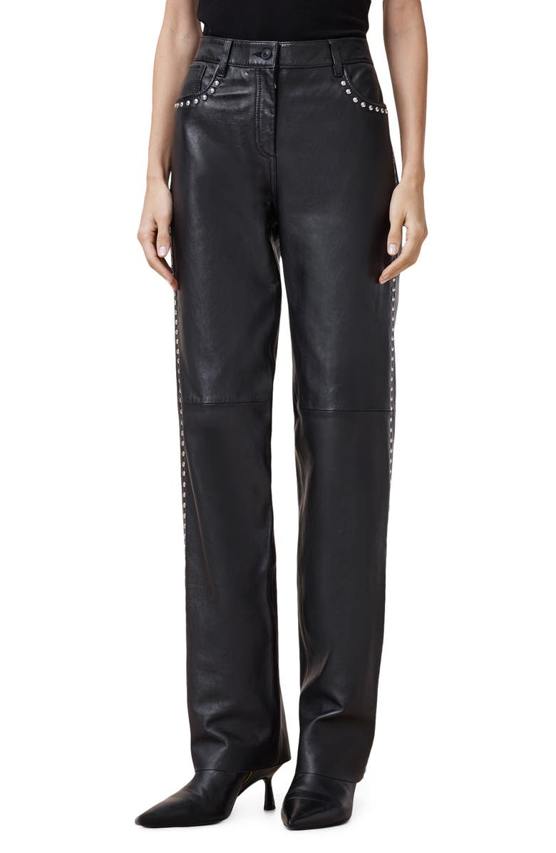 AllSaints Saige Studded Leather Pants, Main, color, 