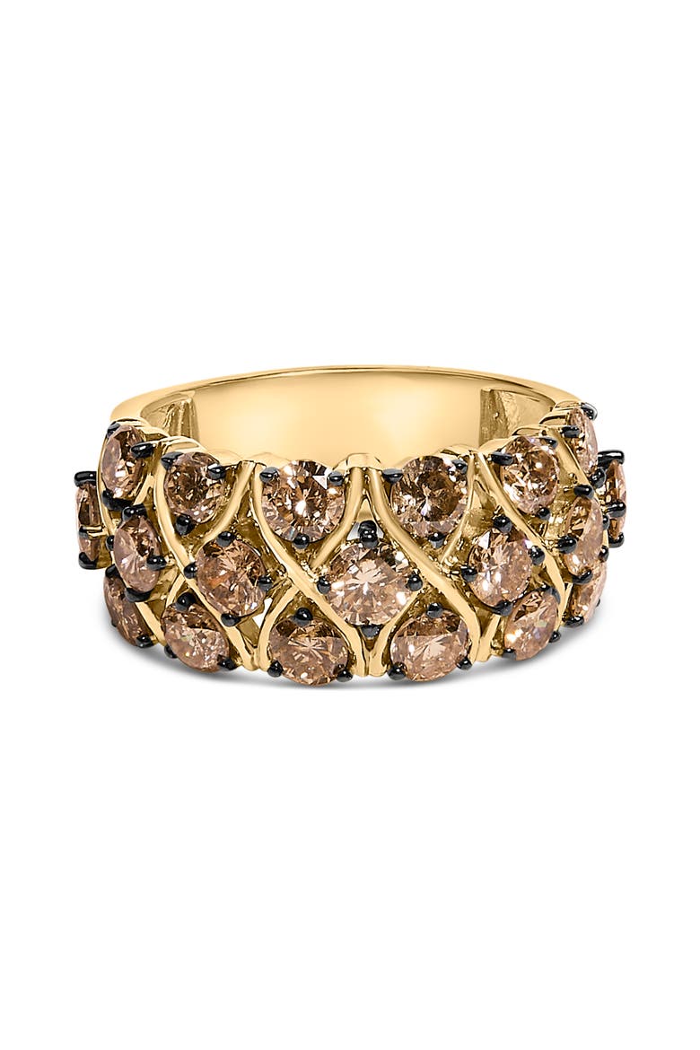 10K Yellow Gold Plated .925 Sterling Silver 3.0 Cttw Champagne Diamond Multi Lattice Band Ring, Main, color, Yellow Gold over Silver