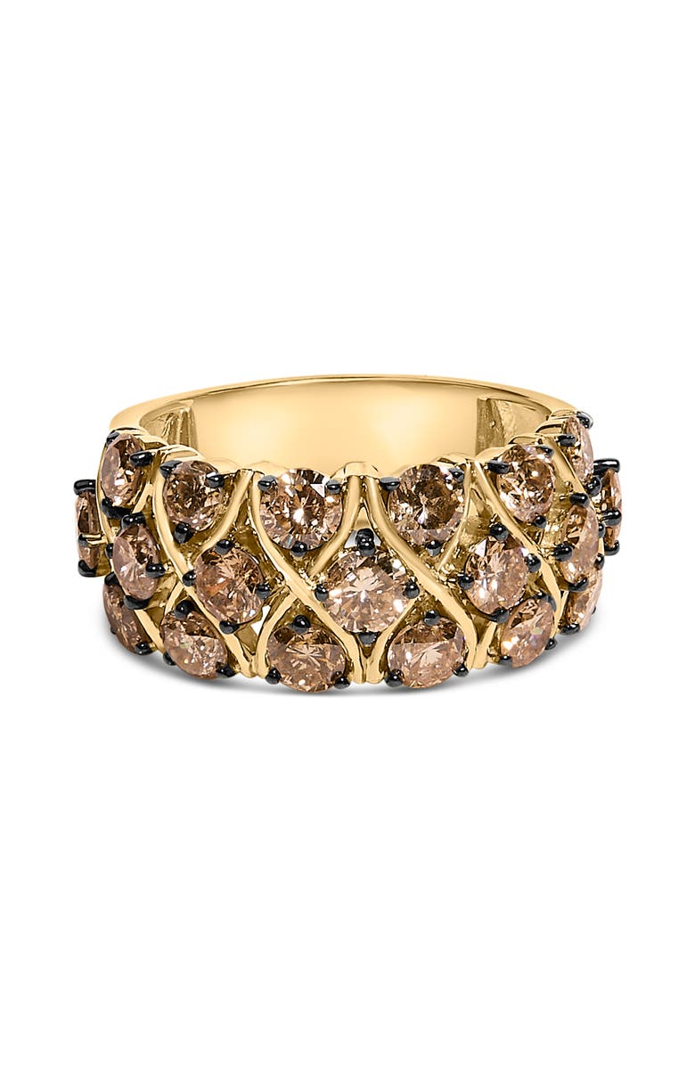 Haus of Brilliance 10K Yellow Gold Plated .925 Sterling Silver 3.0 Cttw Champagne Diamond Multi Lattice Band Ring, Main, color, Yellow Gold Over Silver