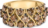 Haus of Brilliance 10K Yellow Gold Plated .925 Sterling Silver 3.0 Cttw Champagne Diamond Multi Lattice Band Ring