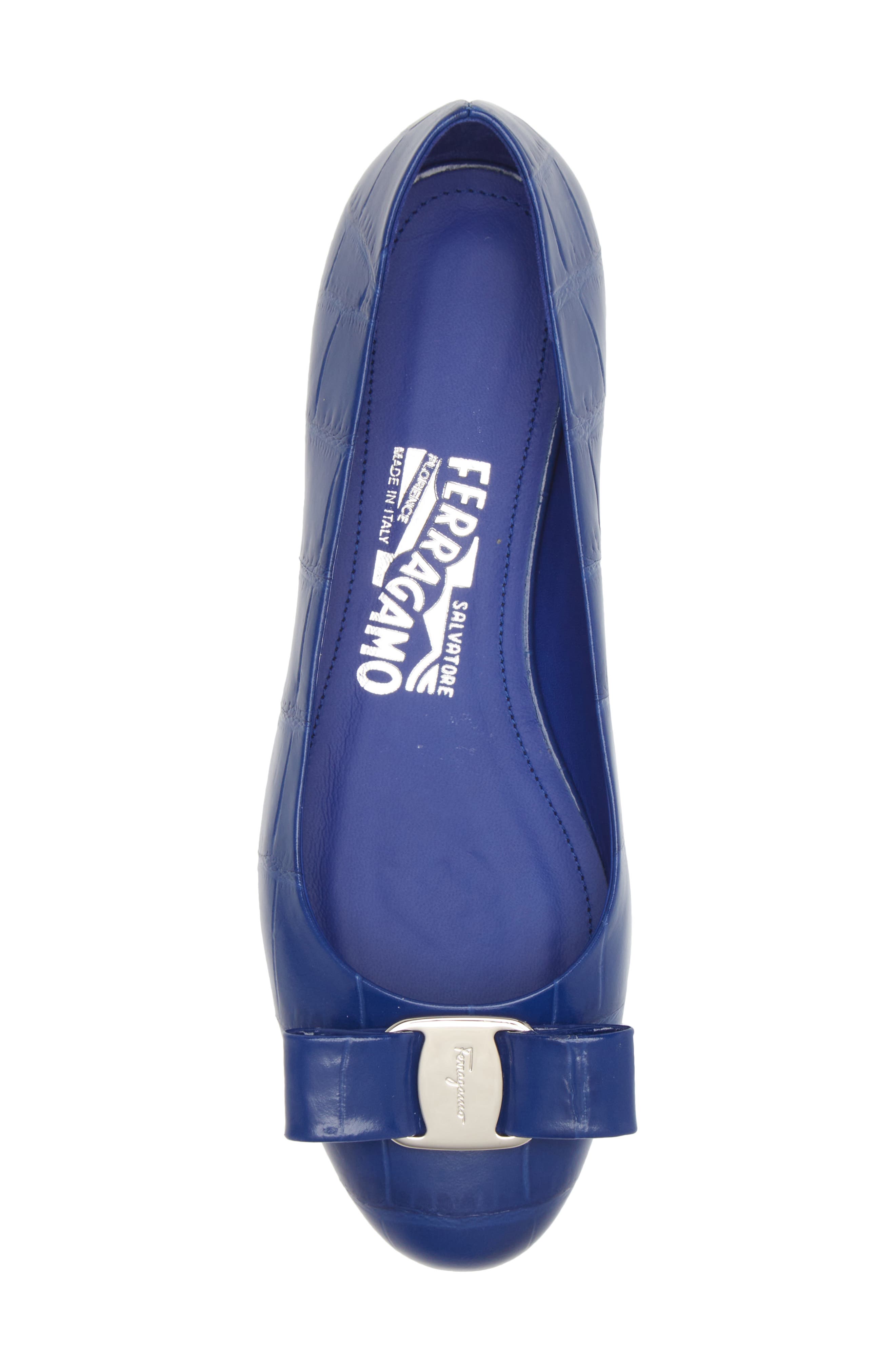 FERRAGAMO Varina Croc Embossed Flat, Alternate, color, 