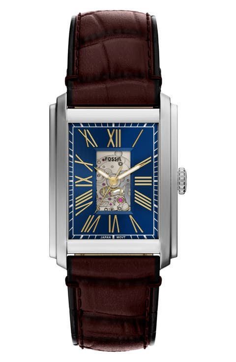 Carraway Open Heart Leather Strap Watch, 30mm x 42mm