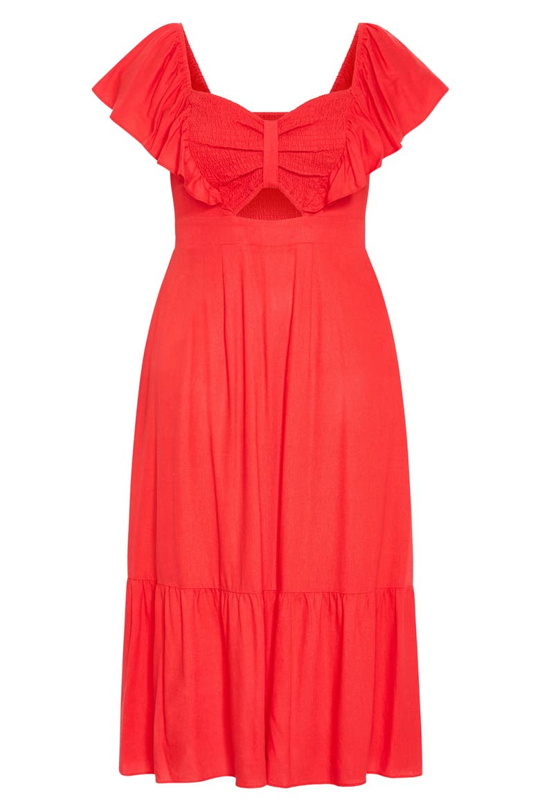 Alora Flutter Sleeve Cutout Maxi Dress, Alternate, color, TIGERLILLY
