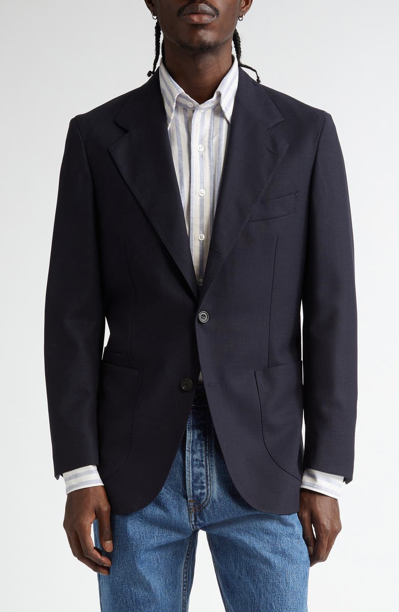 Drake's Tailored Tropical Merino Wool Sport Coat, Main, color, 250 Navy