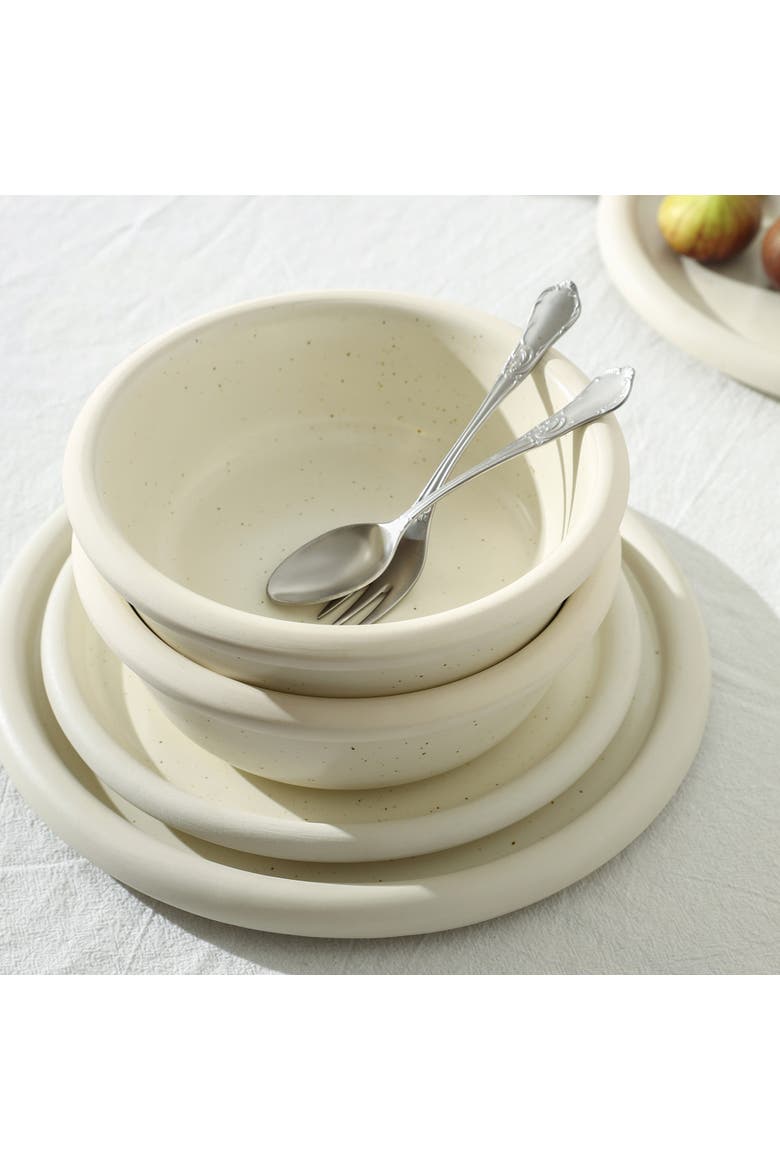 Capri Stoneware 24-Piece Dinnerware Set, Alternate, color, White