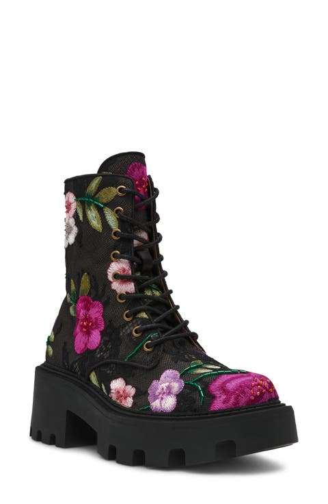 Polli Beaded Floral Combat Boot (Women)