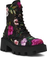 Betsey Johnson Polli Beaded Floral Combat Boot