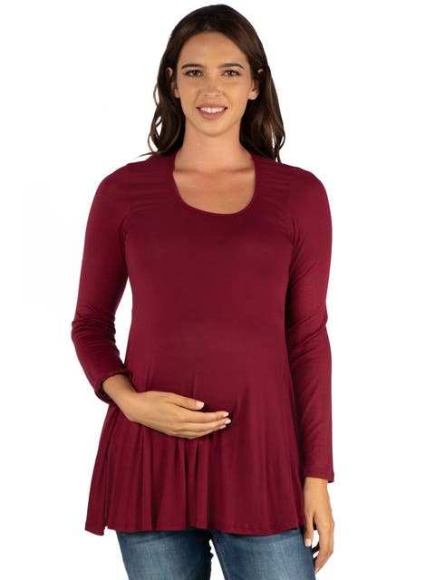 Maternity Long Sleeve Swing Style Flared Tunic Top
