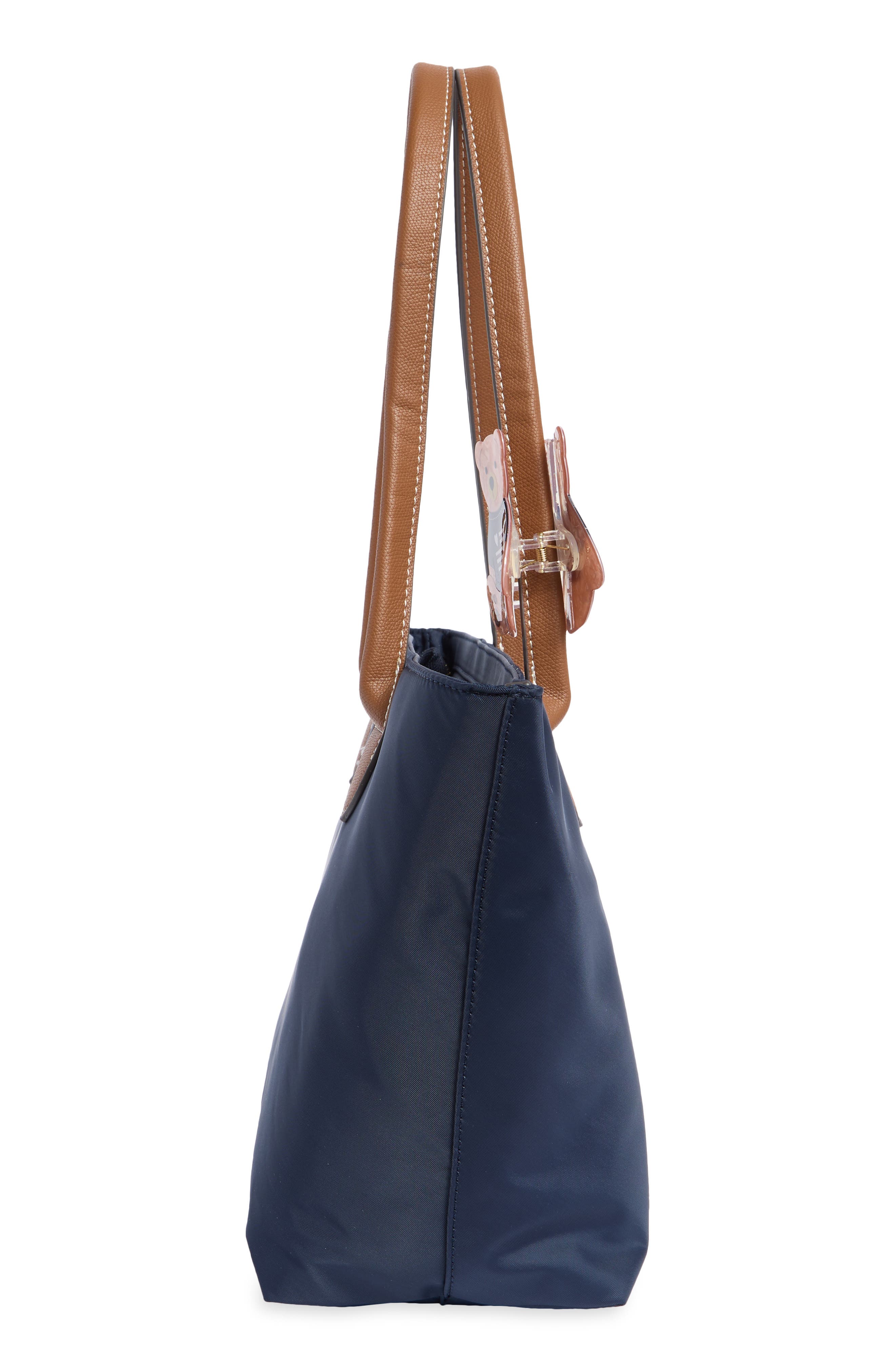Nylon Tote with Pencil Case, Alternate, color, NAVY / MOOSE