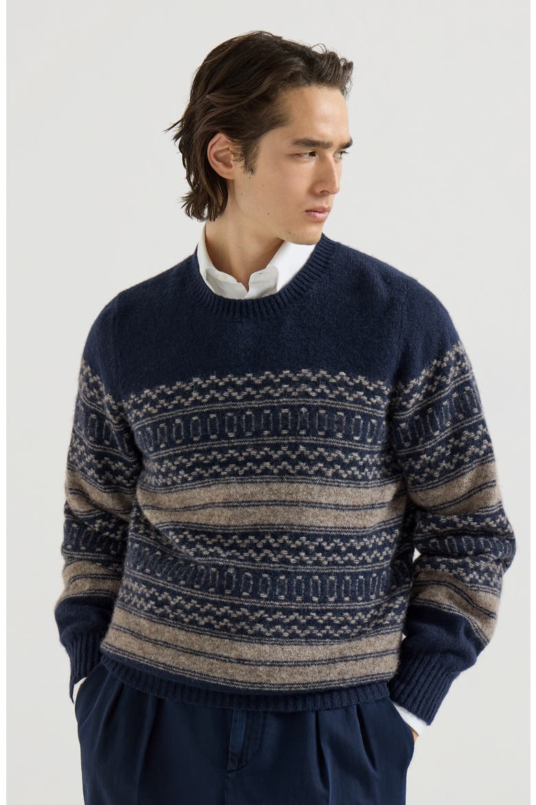 Alpaca, cashmere and wool nordic jacquard sweater, Main, color, Chestnut