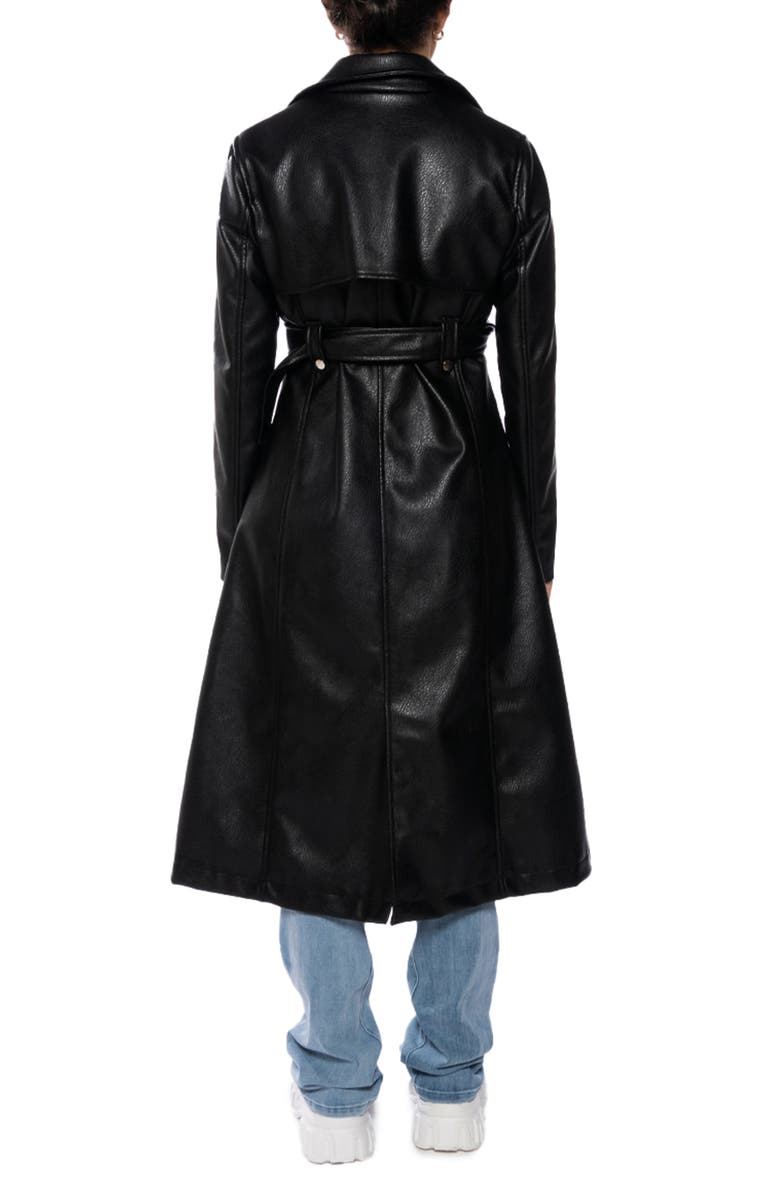 AZALEA WANG Belted Faux Leather Moto Trench Coat, Alternate, color, 