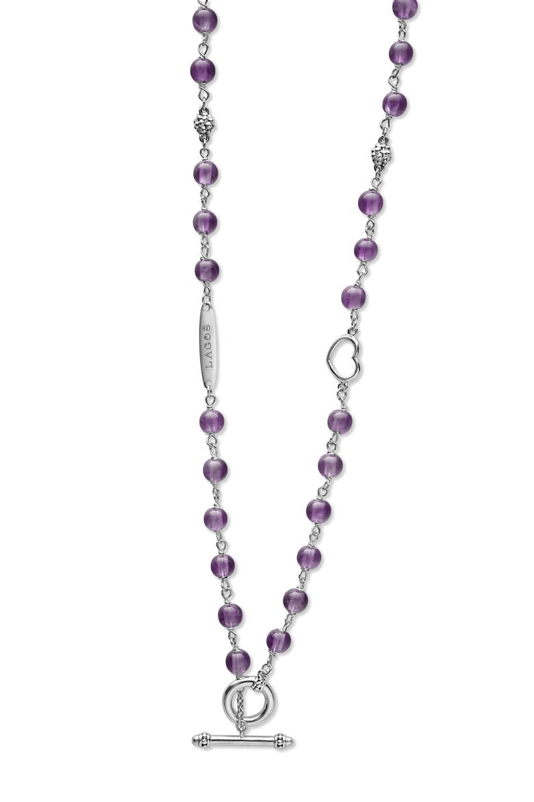 Caviar Icon Amethyst Bead Necklace, Alternate, color, AMATHYST