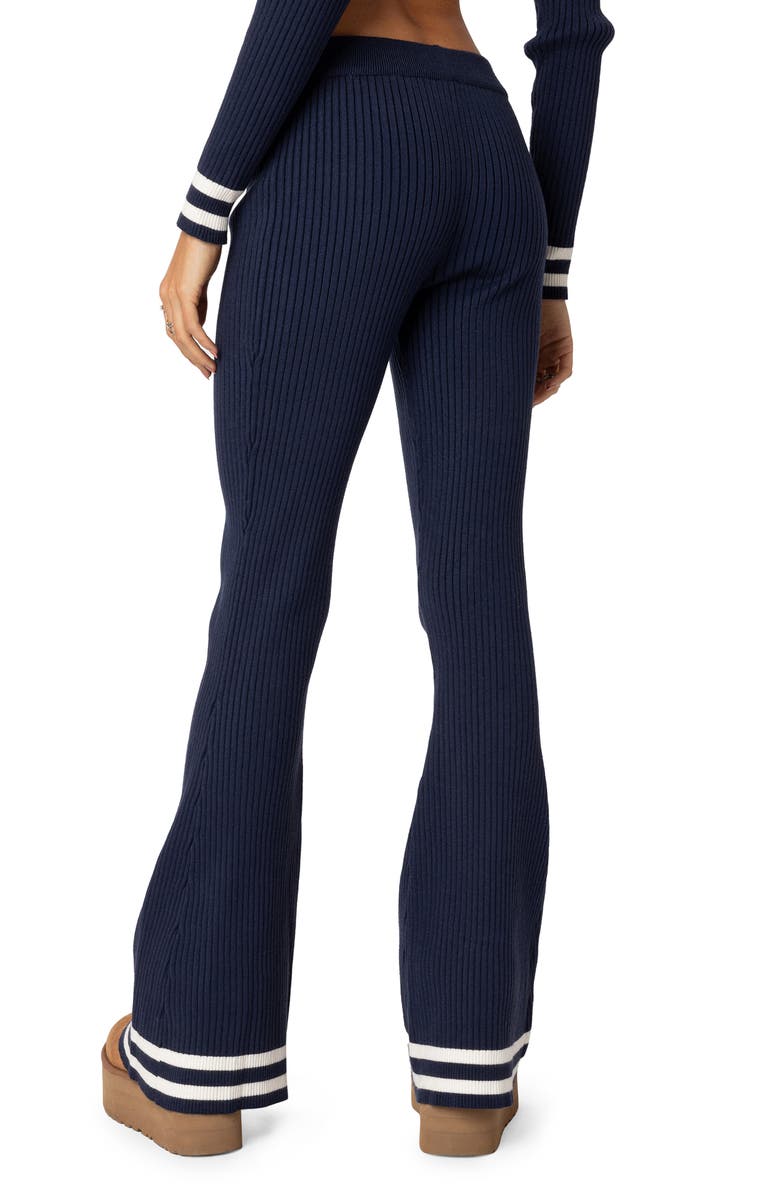 EDIKTED Pluto Stripe Rib Stitch Flare Pants, Alternate, color,