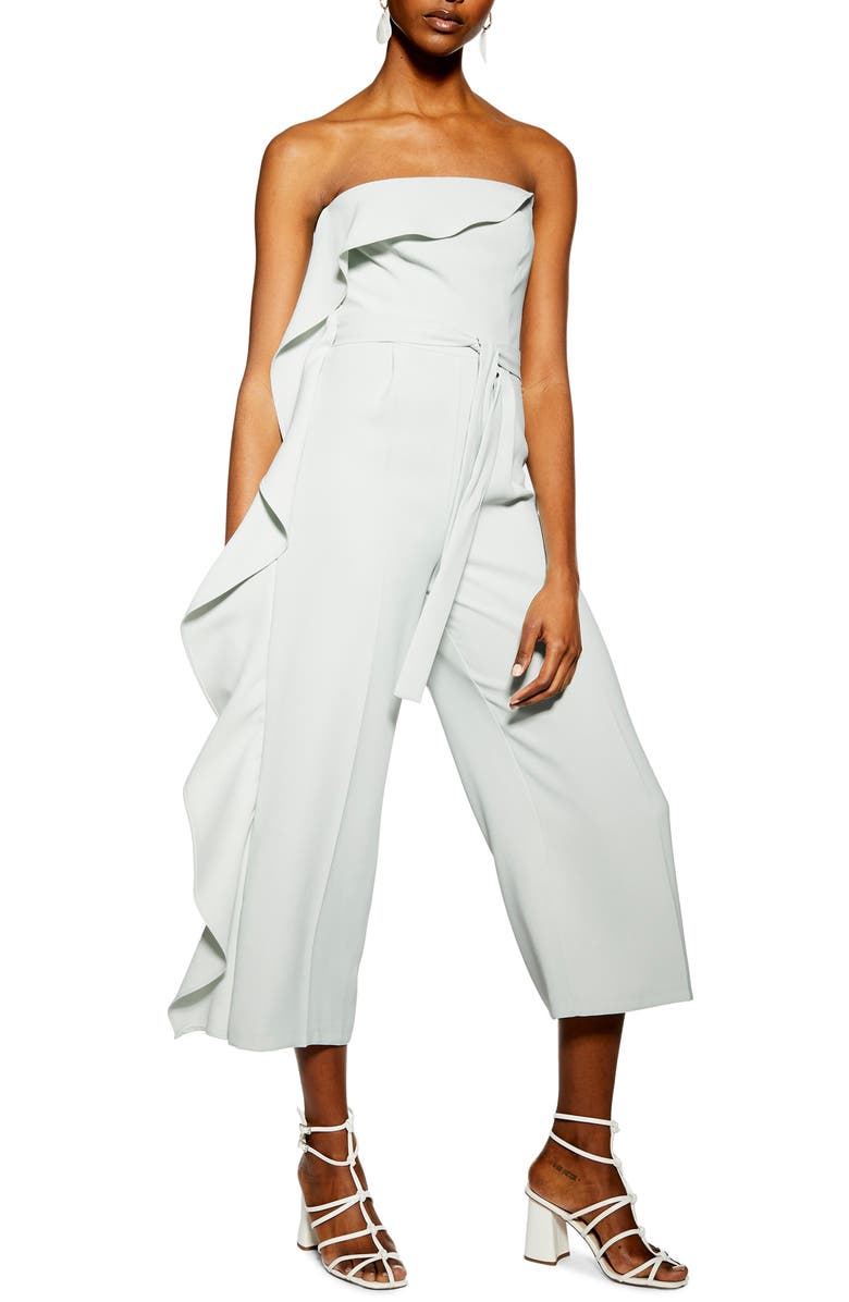 Topshop Frill Bandeau Jumpsuit, Main, color,