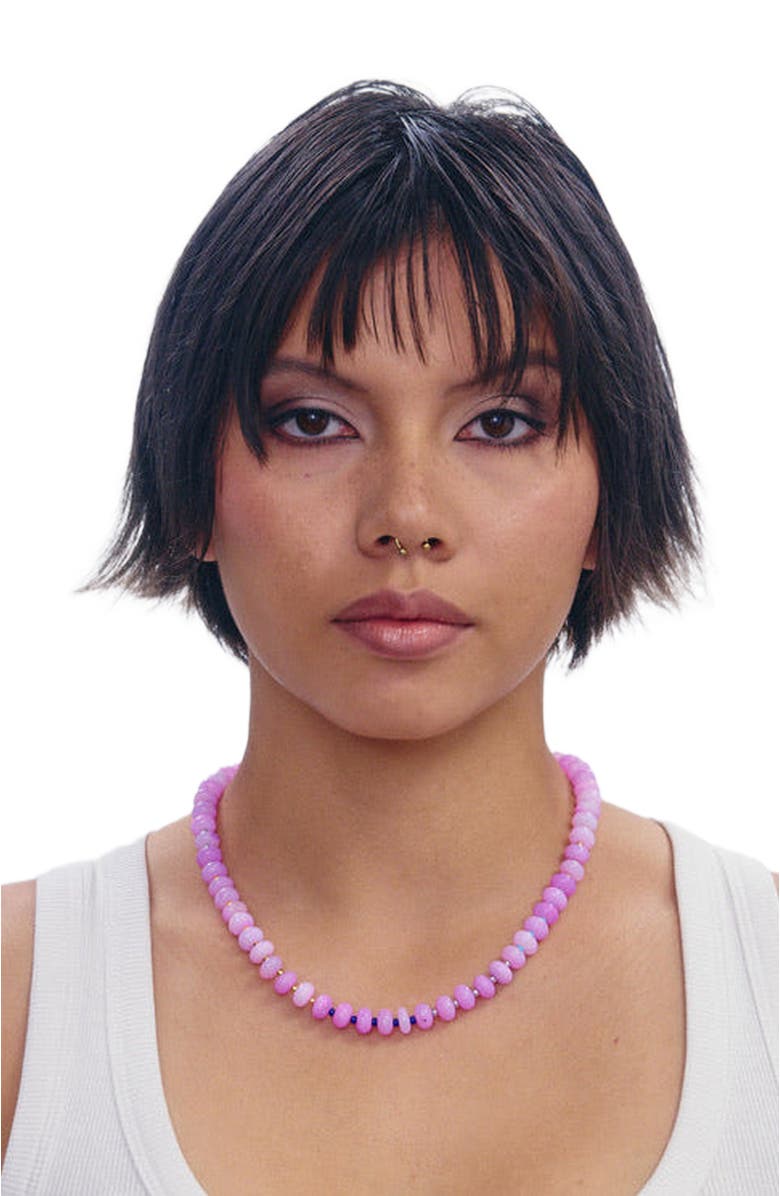 SHOP SPICY DAN Louie Pink Opal Gold Plated Necklace, Alternate, color, Pink