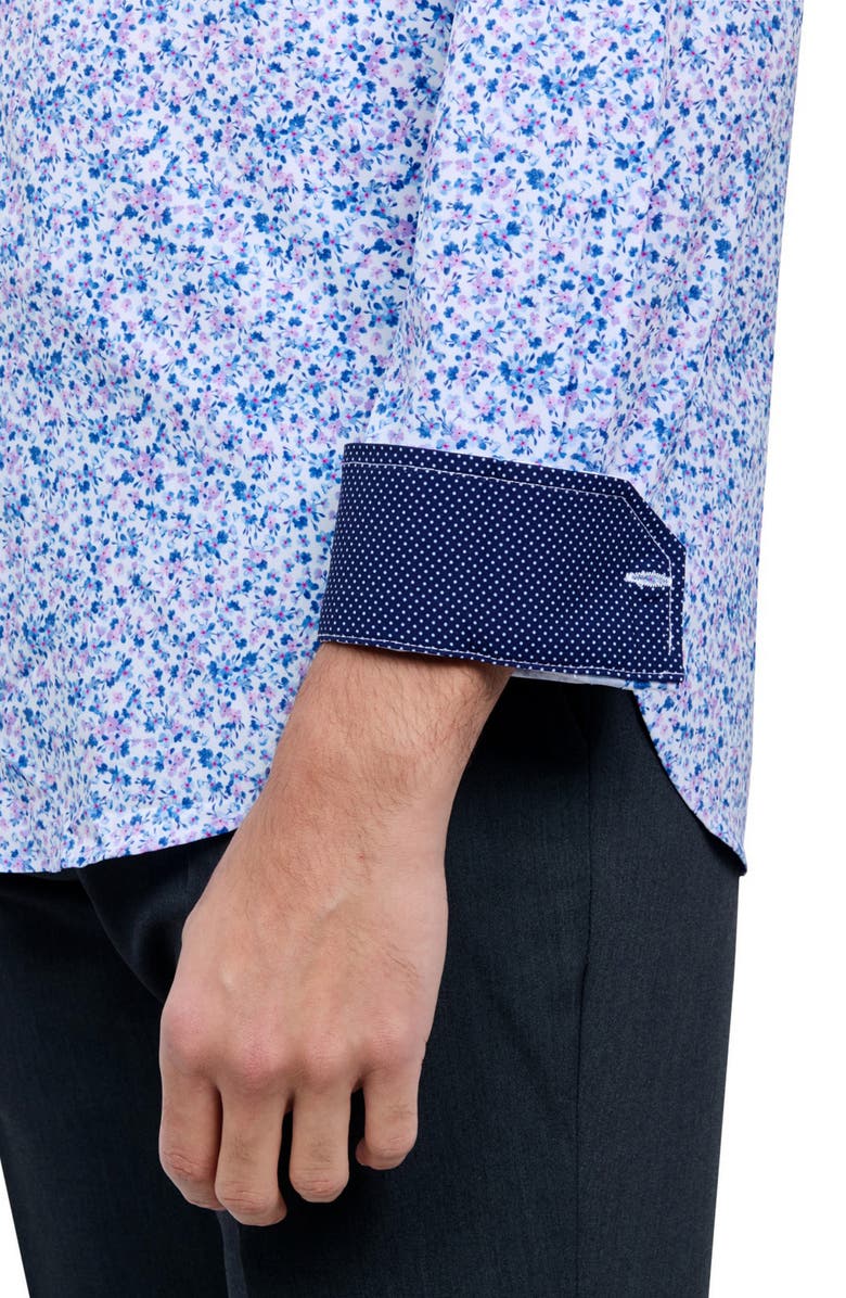 W.R.K Slim Fit Watercolor Floral Performance Stretch Dress Shirt, Alternate, color, Blue Multi