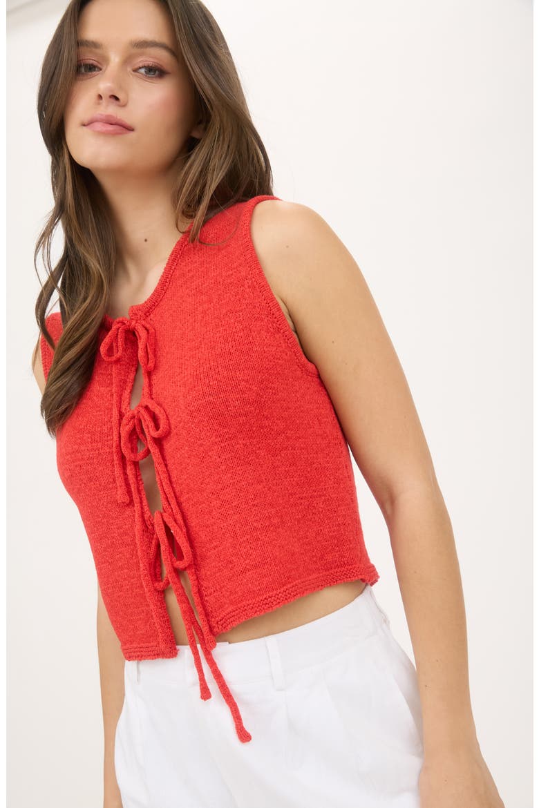 Front Tie Cardigan Vest, Alternate, color, RED
