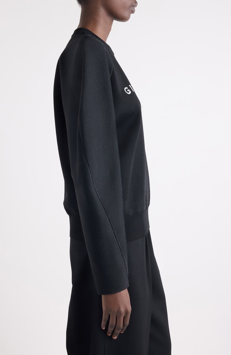 Givenchy Logo Intarsia Crewneck Sweater, Alternate, color, Black