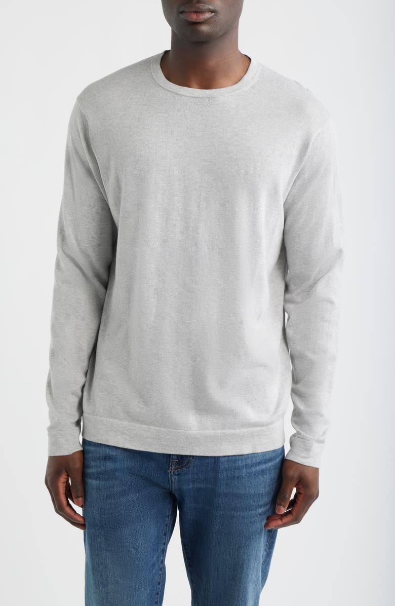 Peter Millar Lake Crewneck Cotton & Cashmere Sweater, Main, color, Gale Grey