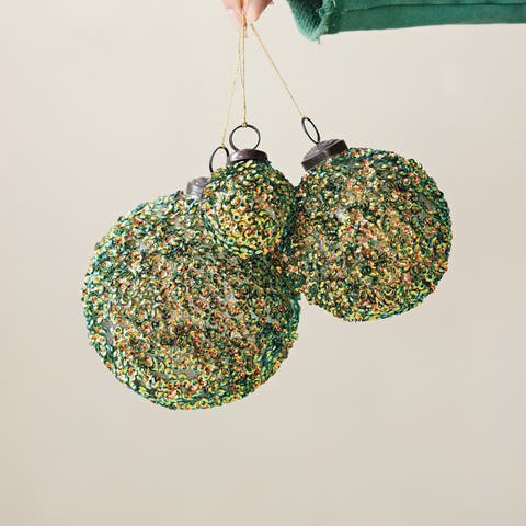 Aurora Sequin Glass Ornament