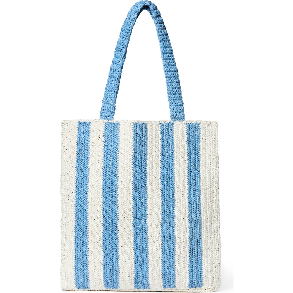 Loeffler Randall Orion Raffia Book Tote Bag in Light Blue/White Stripe at Nordstrom Rack