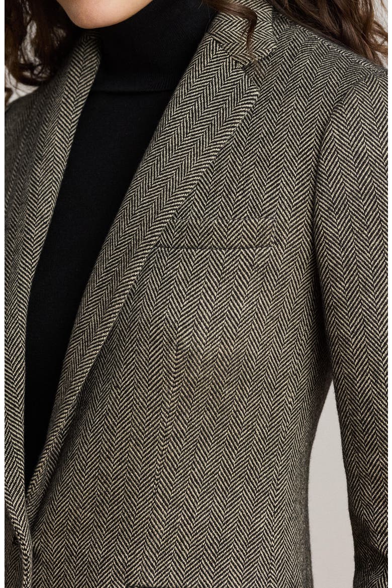 Cotton, Linen & Wool Herringbone Jacket, Alternate, color, BLACK/ CREAM MULTI
