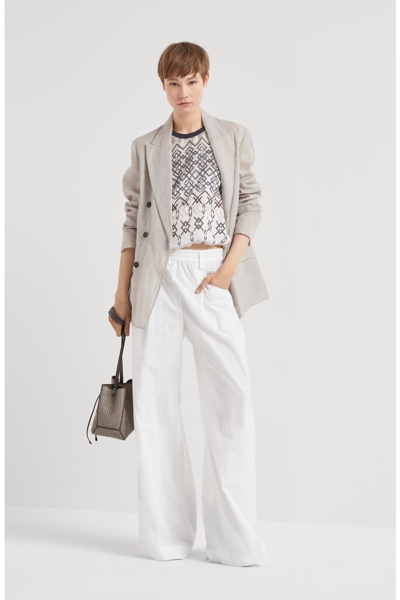 Top with monili, Alternate, color, Beige
