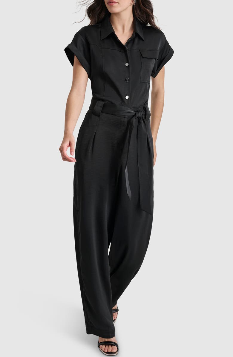 DKNY Short Sleeve Utility Jumpsuit, Alternate, color, 