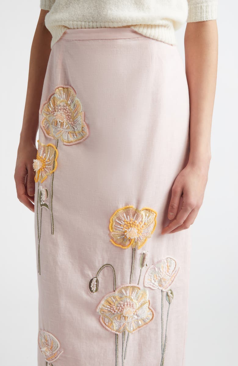 BERNADETTE Norma Embroidered Cotton & Linen Maxi Skirt, Alternate, color, Embroidered Yellow White