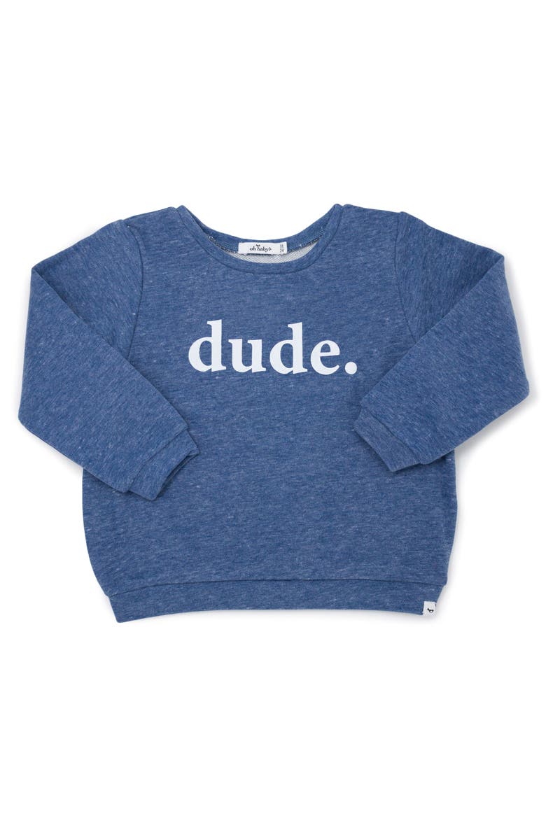 oh baby! Brooklyn Boxy "dude." white ink, Main, color, Denim