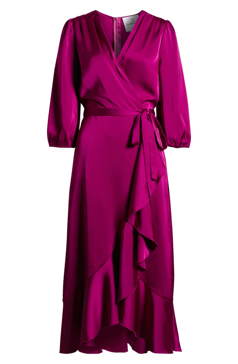 Sam Edelman Faux Wrap Satin Maxi Dress, Alternate, color, Berry