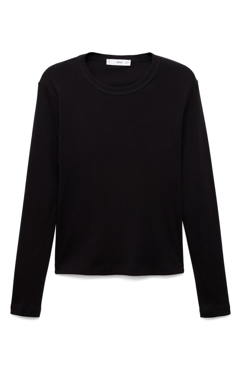 MANGO Long Sleeve Cotton Rib T-Shirt, Main, color,