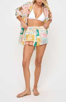 LSPACE Rio Linen Cover-Up Drawstring Shorts