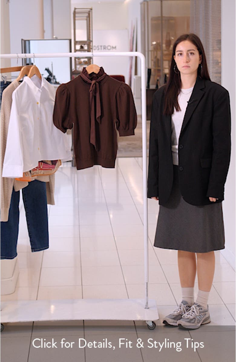 Chase Ruffle Tie Neck Stretch Wool Sweater, sales video thumbnail