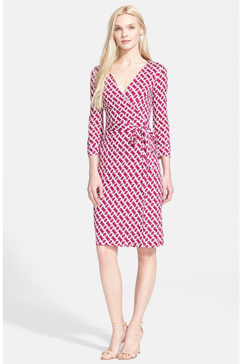 'New Julian Two' Silk Jersey Wrap Dress (Nordstrom Exclusive), Main, color, SUMMER BEET CHAINLINK