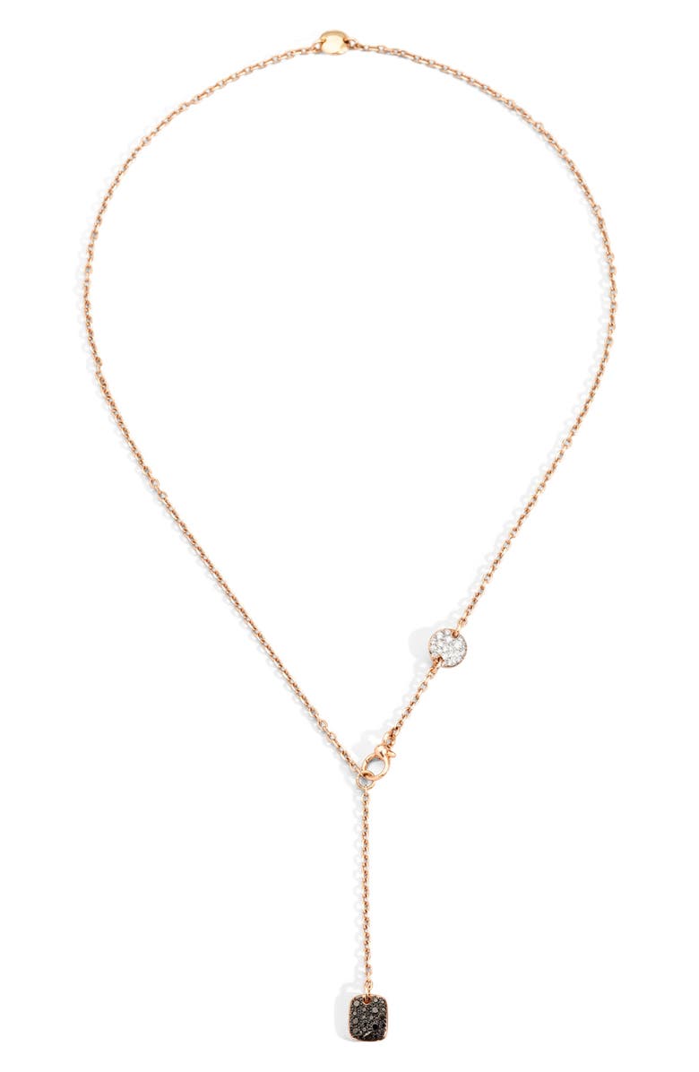 Pomellato Sabbia Diamond Y-Necklace, Main, color, Rose Gold/White/Brown Diamond
