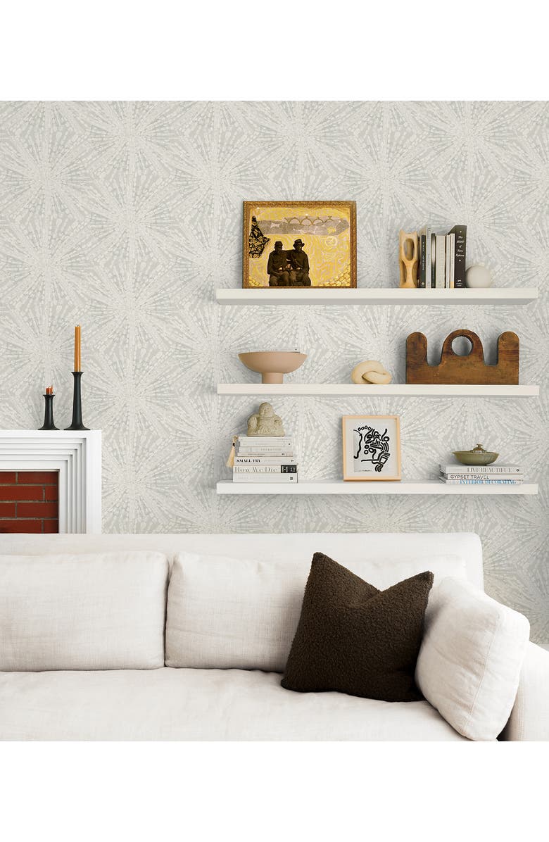 Wallpops Silver Sunburst Peel & Stick Wallpaper, Alternate, color, Grey