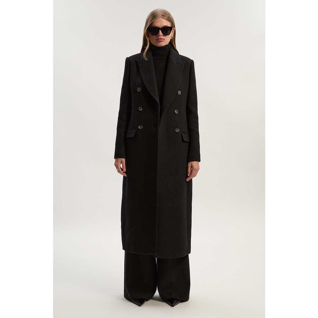 Karen Millen Petite Double Breasted Midi Coat In Black