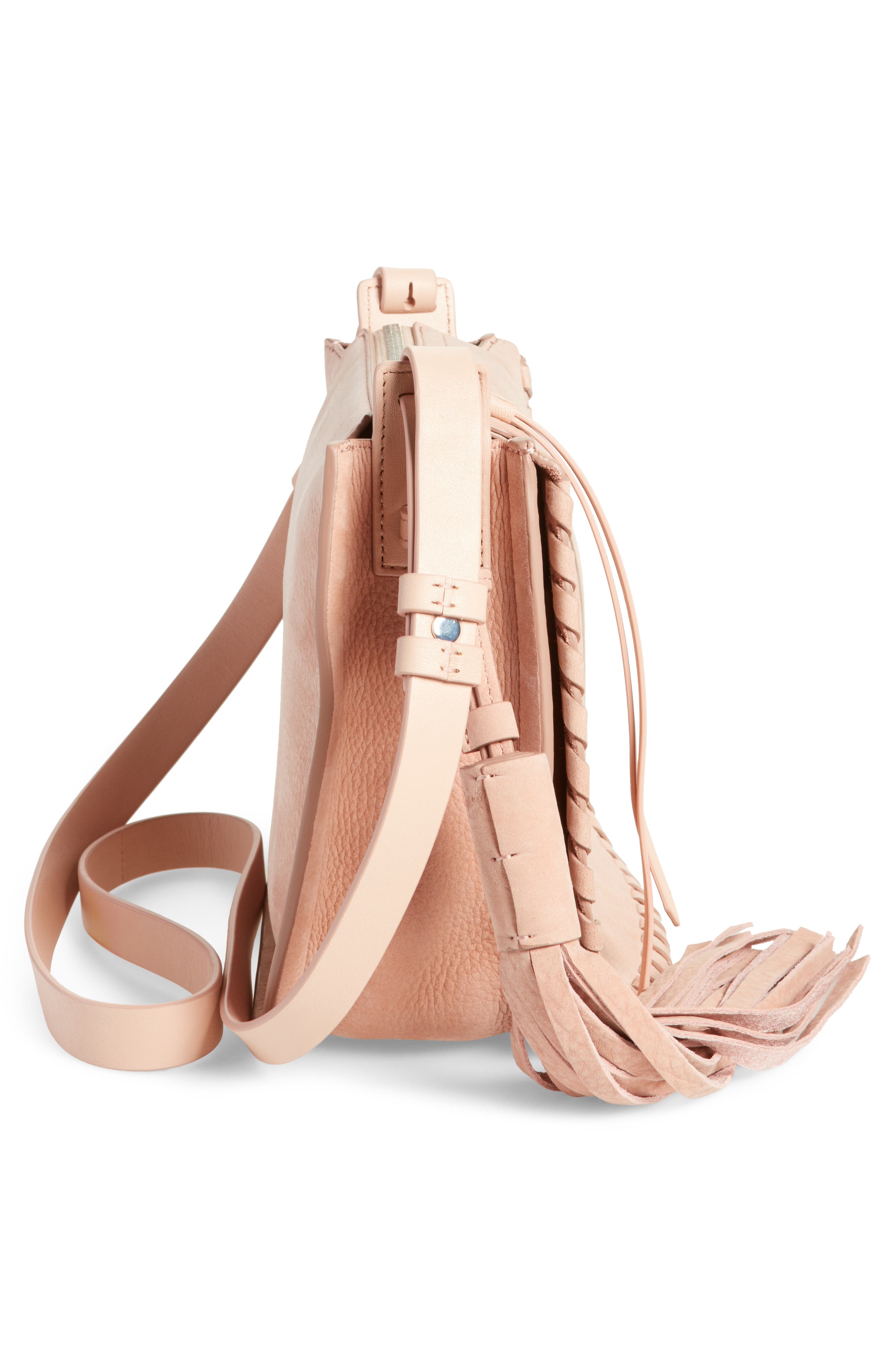 Mori Suede Crossbody Bag, Alternate, color, DNUNUDE PINK