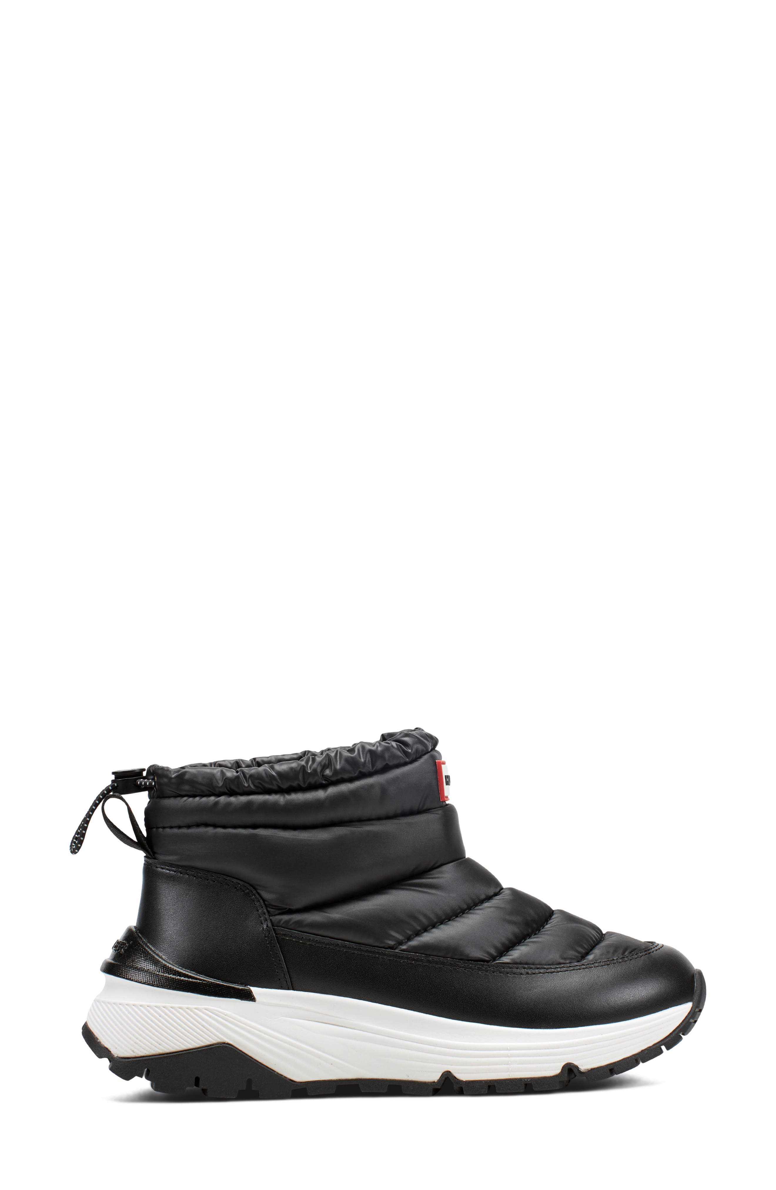 Hunter Annes Waterproof Faux Fur Lined Puffer Boot, Alternate, color, Black