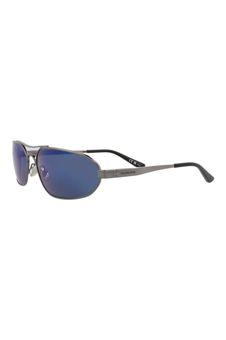 71mm Oversize Oval Wrap Sunglasses, Alternate, color, RUTHENIUM RUTHENIUM BLUE